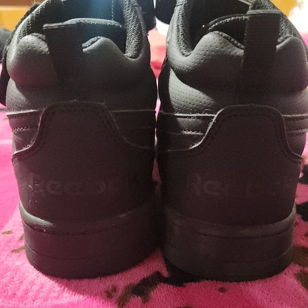 Reebok Kids Black High-Top Sneakers with Lace and Hook Strap - Picture 3 of 4